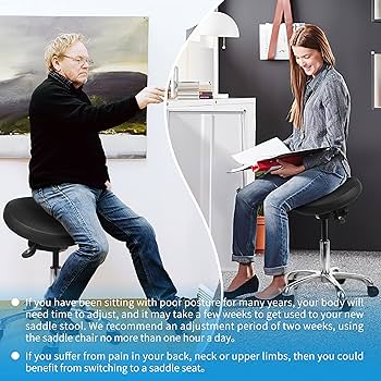 Amazon.com: Ergonomic Adjustable Rolling Saddle Stool Chair